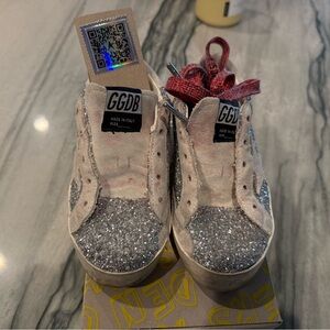 Golden Goose Kids Glitter Sneakers - Silver and Suede